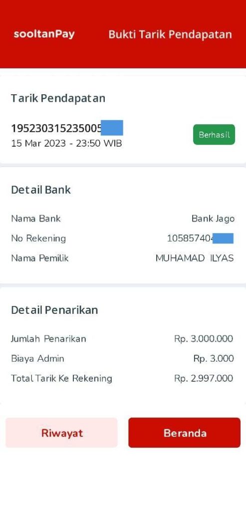 Penarikan Saldo Sooltanpay Status Berhasil Saldo Tidak Masuk Rekening