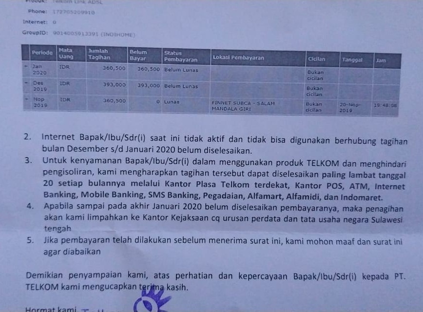 Apakah Tagihan Telkom Indihome Untuk Bulan Yang Diblokir Harus Dibayar Media Konsumen