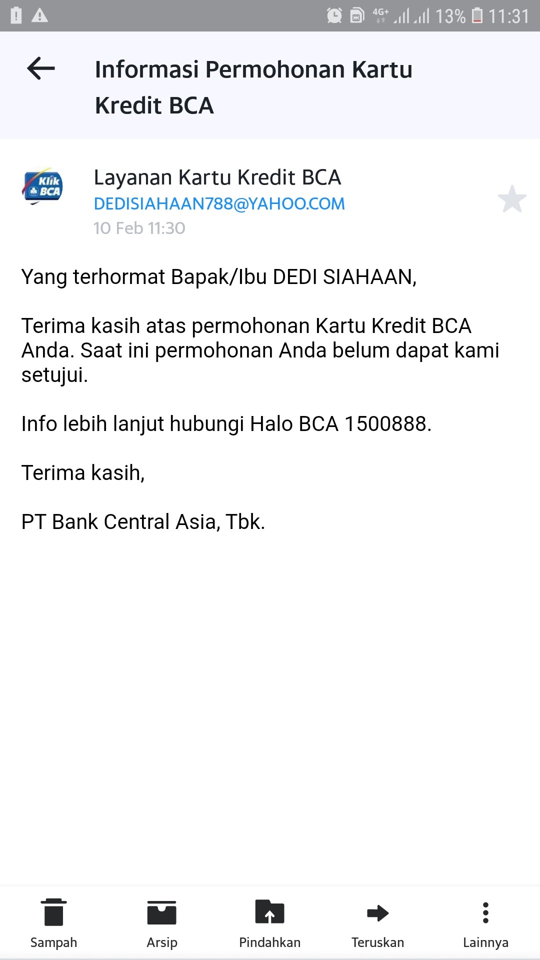 BCA Mengatakan Saya Nasabah Terpilih untuk Kartu Kredit ...