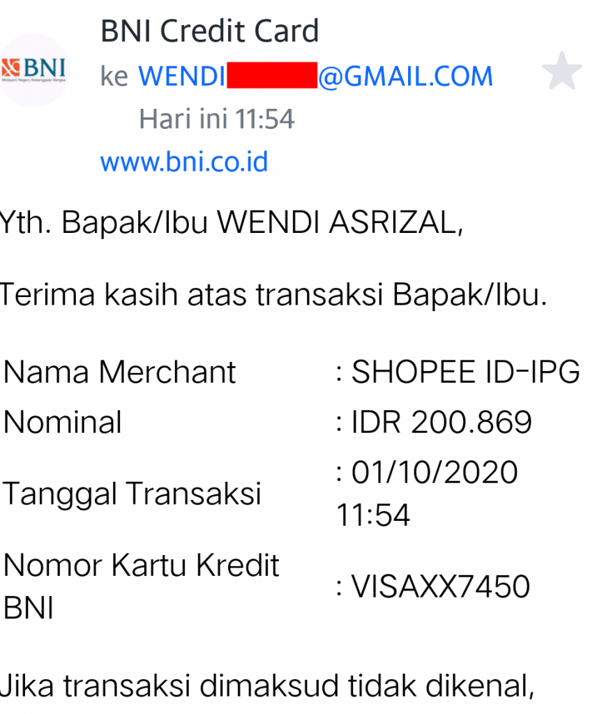 Jadi Korban Penipuan Yang Menguras Kartu Kredit BNI Saya