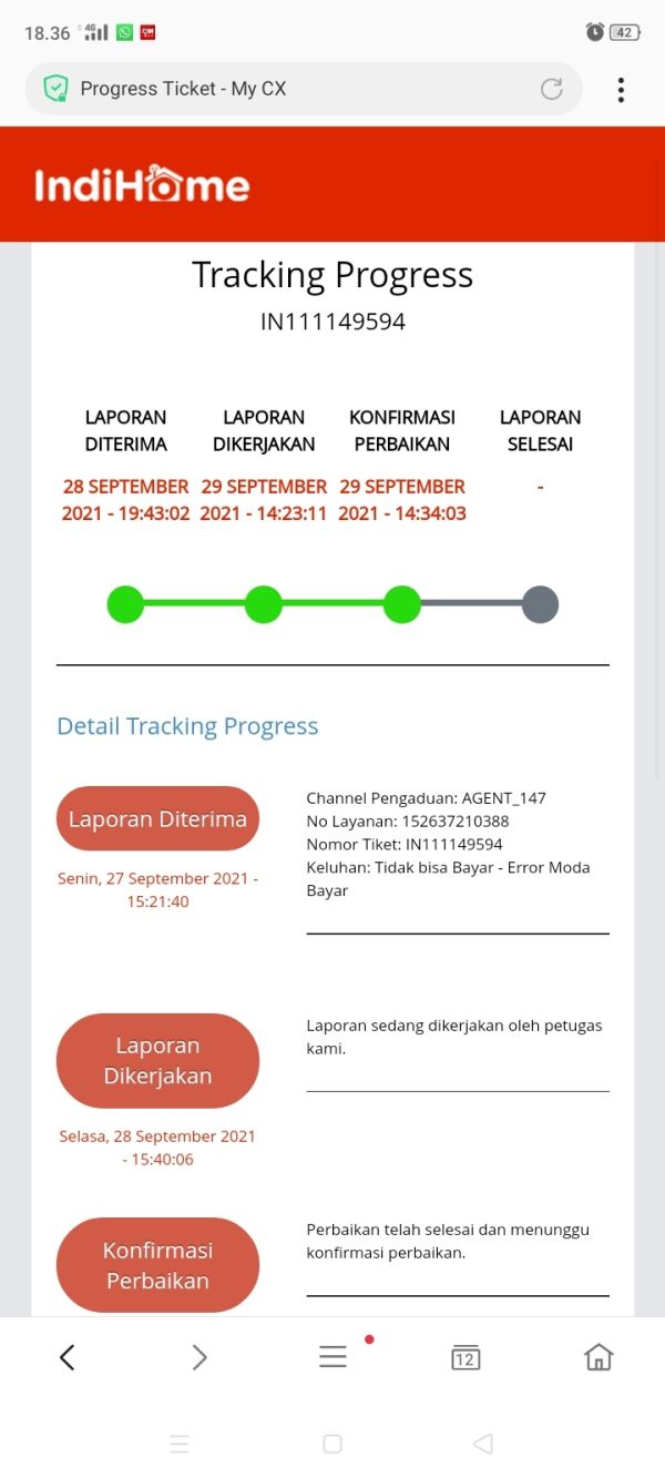 Pembayaran Indihome Error