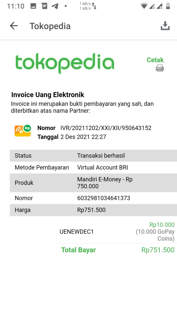 Invoice Toped