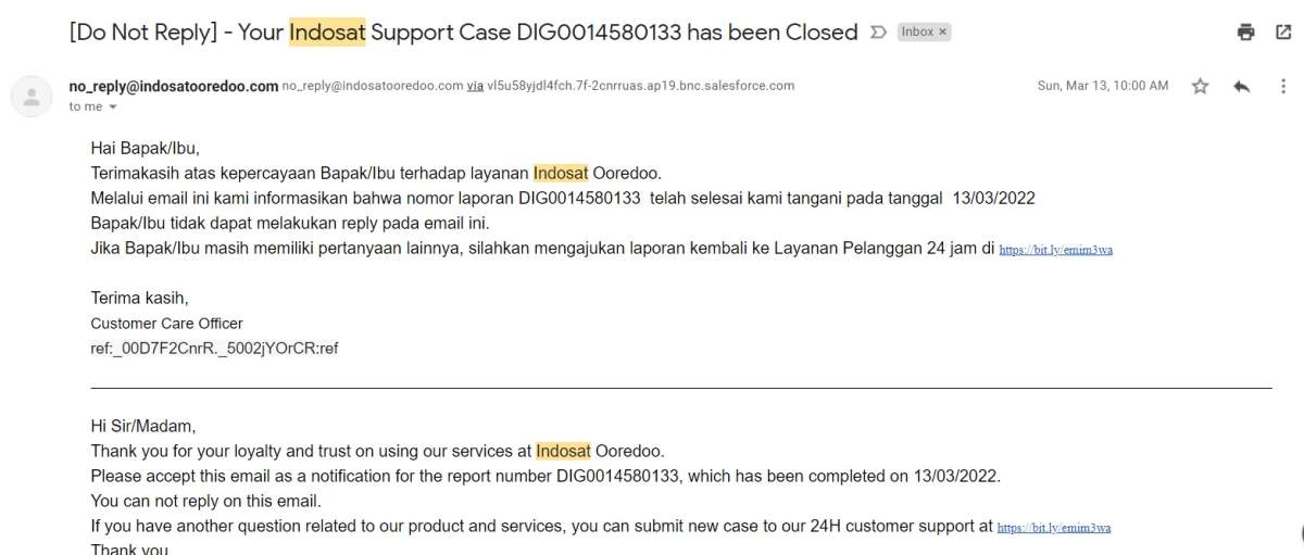 Email Ke Indosat