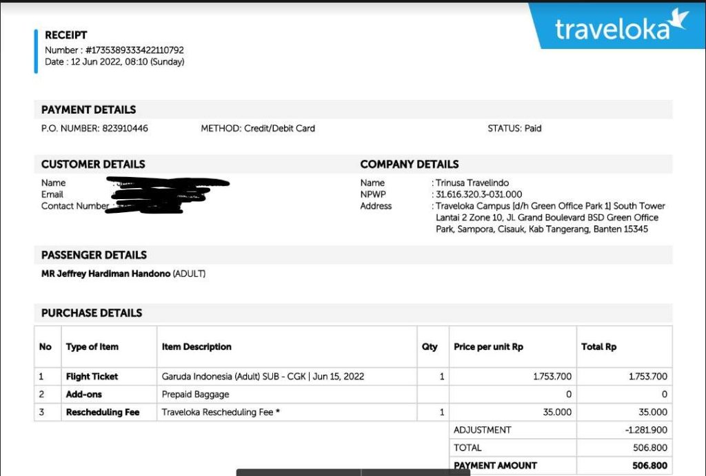 Refund Dari Traveloka Tidak Sesuai Dengan Nominal Yang Telah Dibayarkan