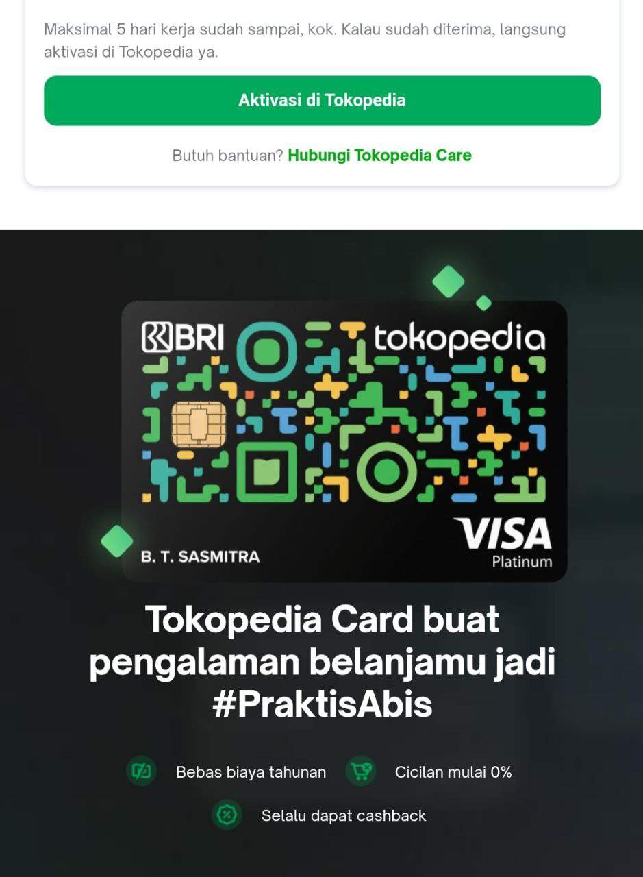 Pengiriman Kartu Kredit Bri Tokopedia Tidak Jelas Hingga Bulan Media Konsumen