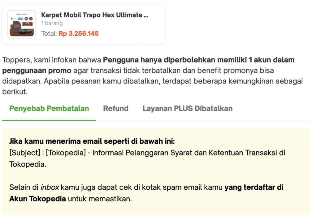 Promo Tokopedia Tidak Transparan