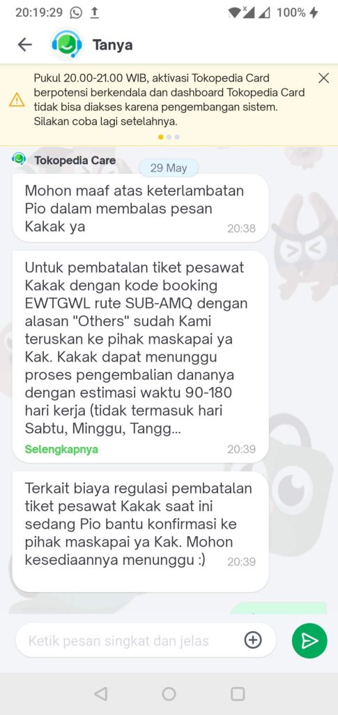 Refund Tiket Pesawat Tokopedia Tidak Profesional, Sudah 9 Bulan Tidak ...