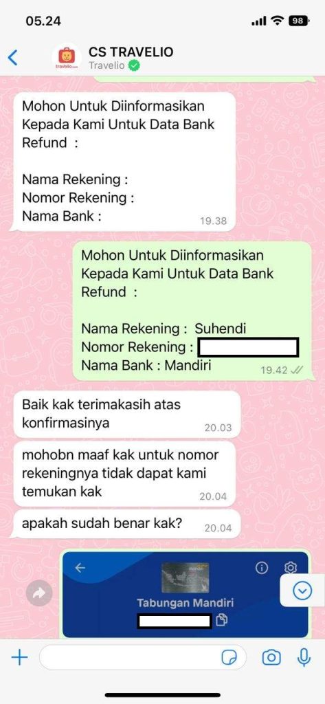 Travelio, Mohon Proses Refund Saya!