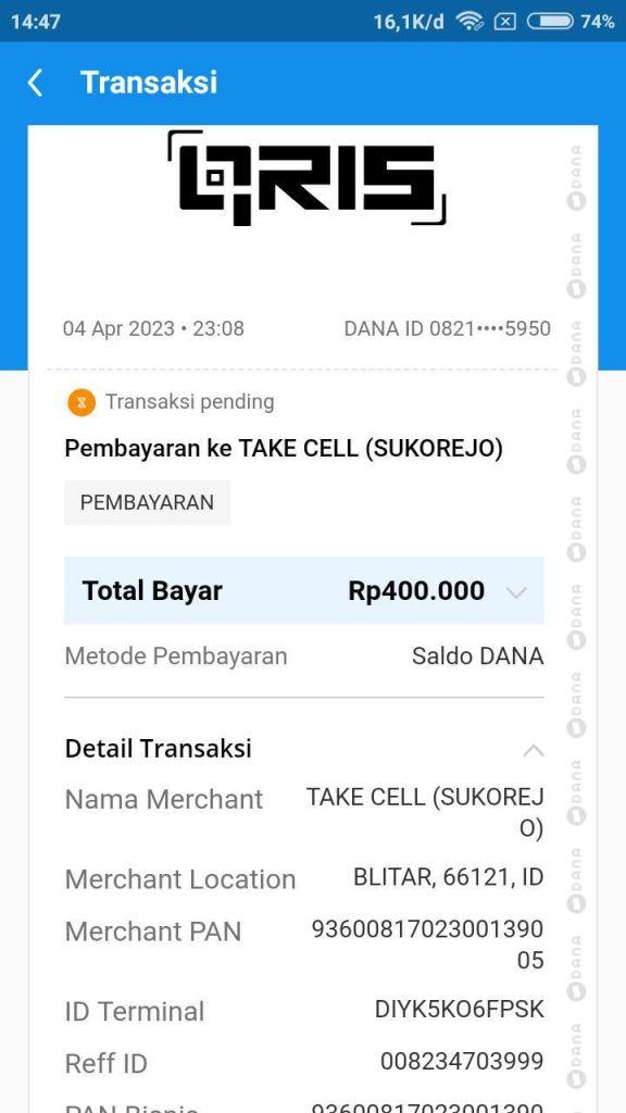 Transaksi QRIS DANA Pending Selama 9 Hari