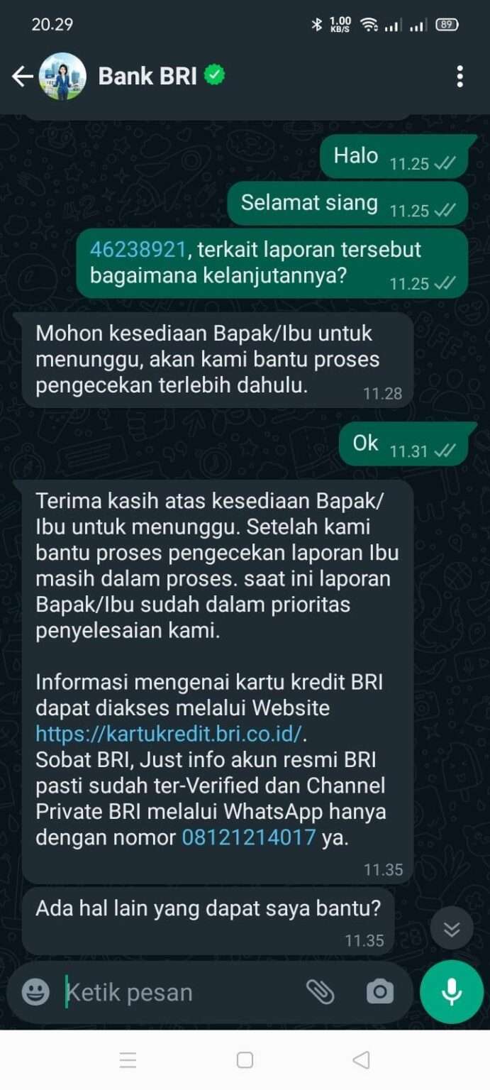 Pengiriman BRI Tokopedia Card Tidak Jelas