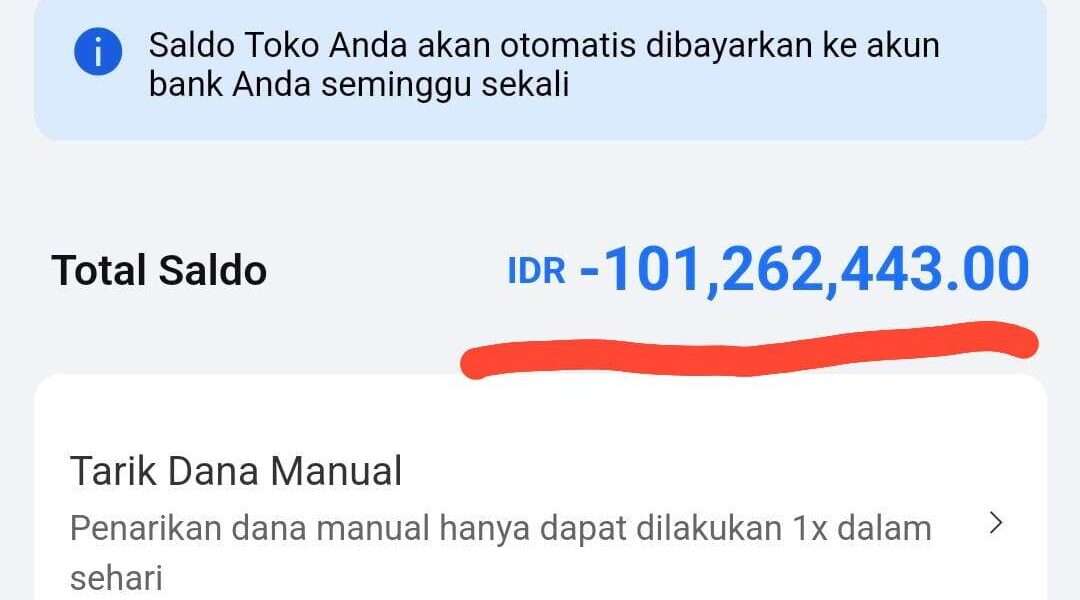 Minus Saldo Penjual Sampai Rp100 Juta Lebih Karena Selisih Ongkos Kirim