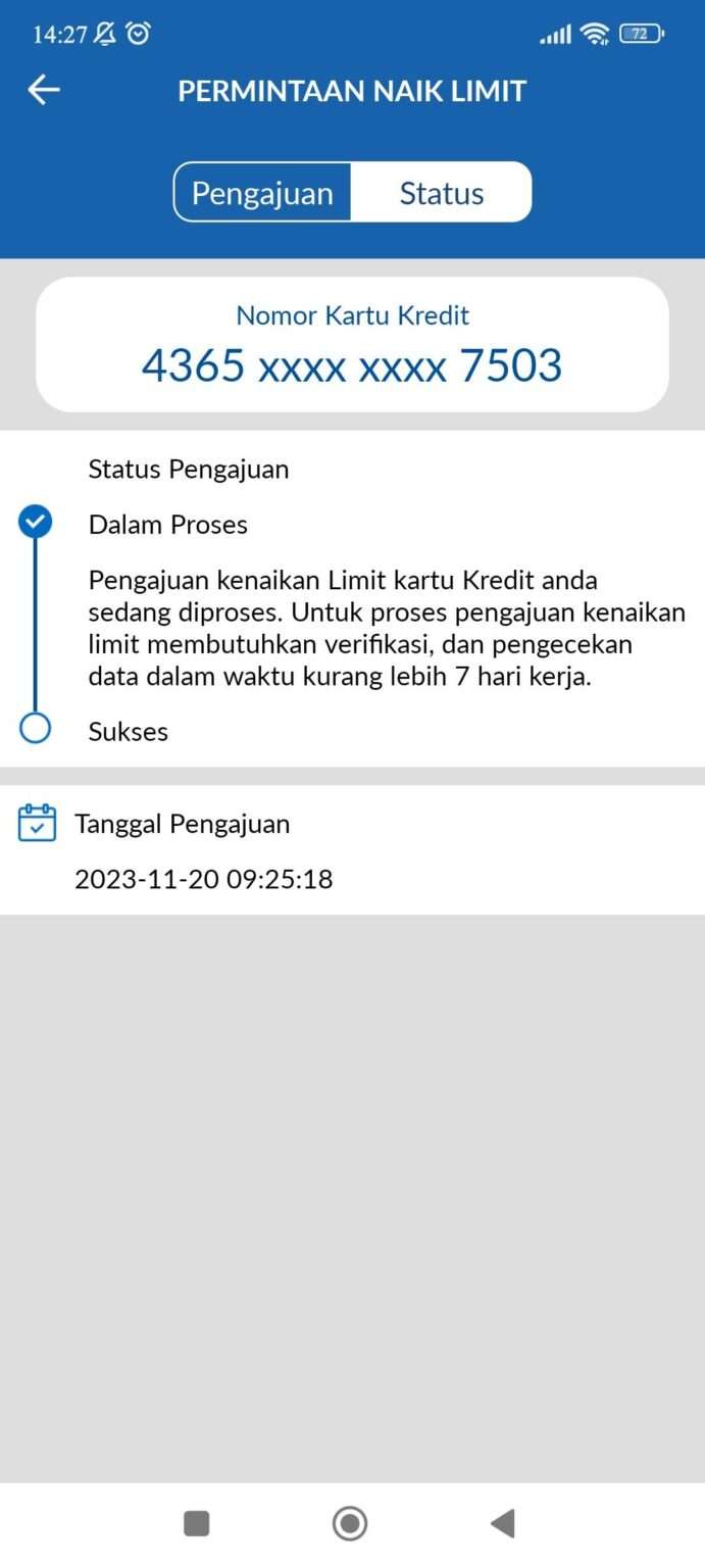 Pengajuan Kenaikan Limit Via Aplikasi Kredit Card Mobile BRI Lama Dan ...