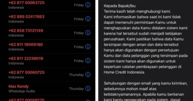 SPAM Telepon Telemarketing Home Credit Indonesia 5-10 Kali per Hari