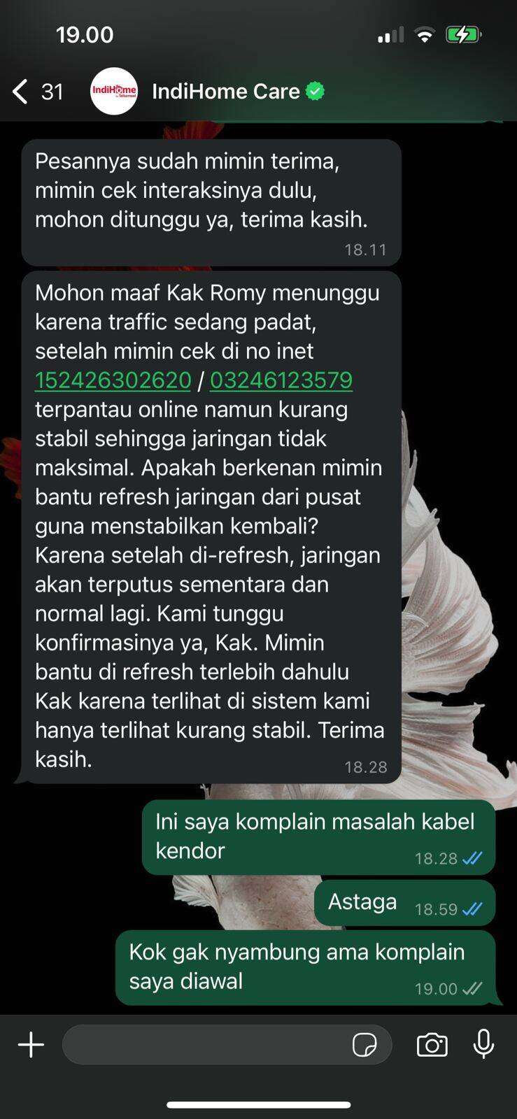 Layanan Pelanggan Indihome Abaikan Laporan Soal Kabel Kendor