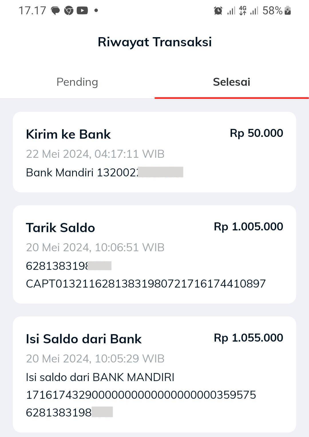 Tarik tunai 20 Mei 2024 berhasil tapi uang tidak keluar.