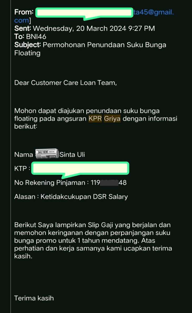 Pelaporan KPR BNI Griya Tidak Diproses Selama Enam Bulan