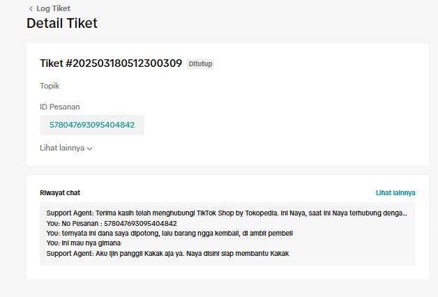 Bukti Kami Coba Chat CS TikTok untuk mencari solusi, tapi tidak ada solusi