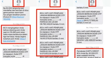 Sanggahan Transaksi Kartu Kredit BCA terkait SMS dan Situs Penipuan