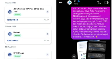 Paket Xtra Combo VIP Plus Disc 70% dan Kuota Rollover Hilang, Padahal Berhasil Diperpanjang dan Sudah Sempat Dipakai Sehari