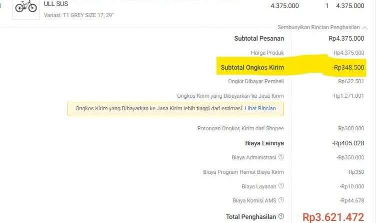 selisih ongkir