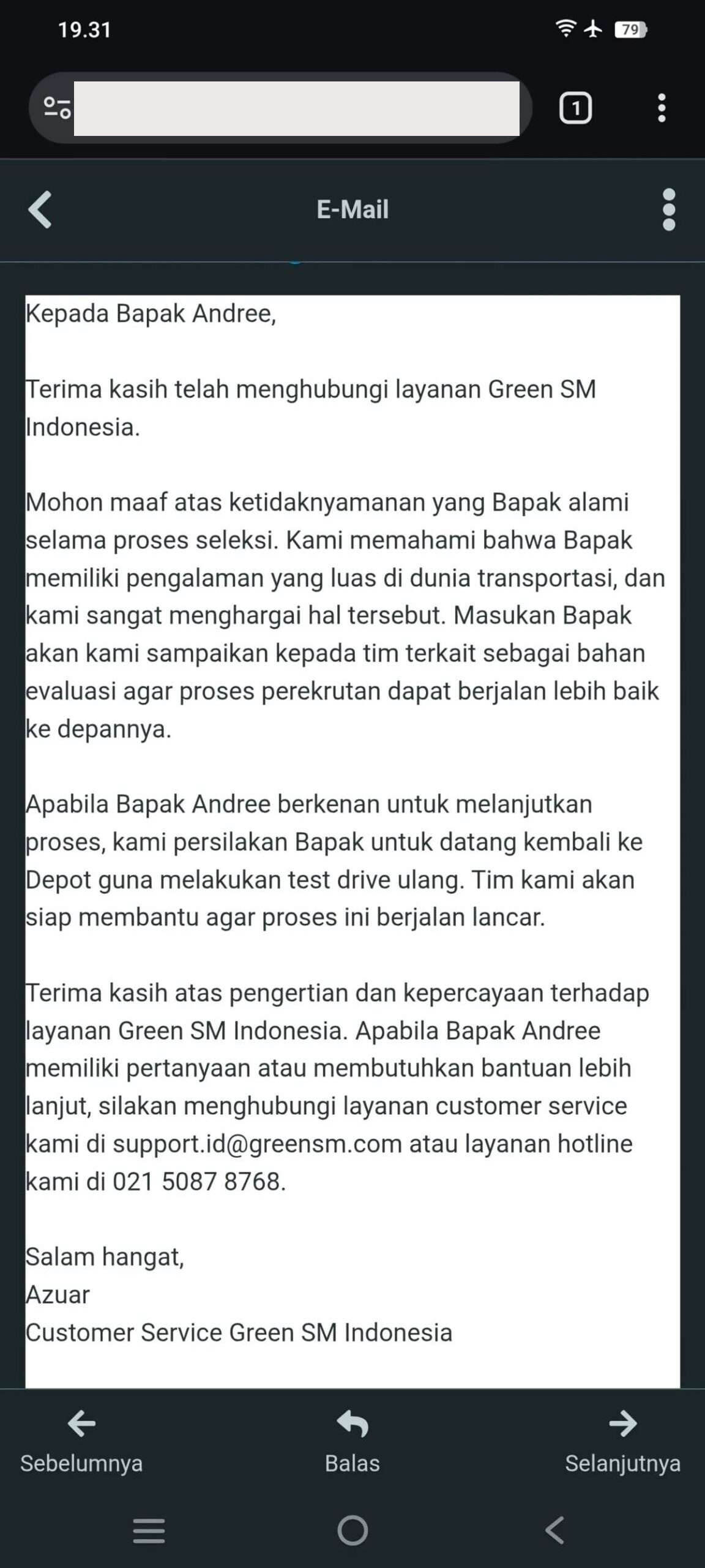 Proses Test Drive Green SM yang Digagalkan Tanpa Alasan Teknis yang Jelas