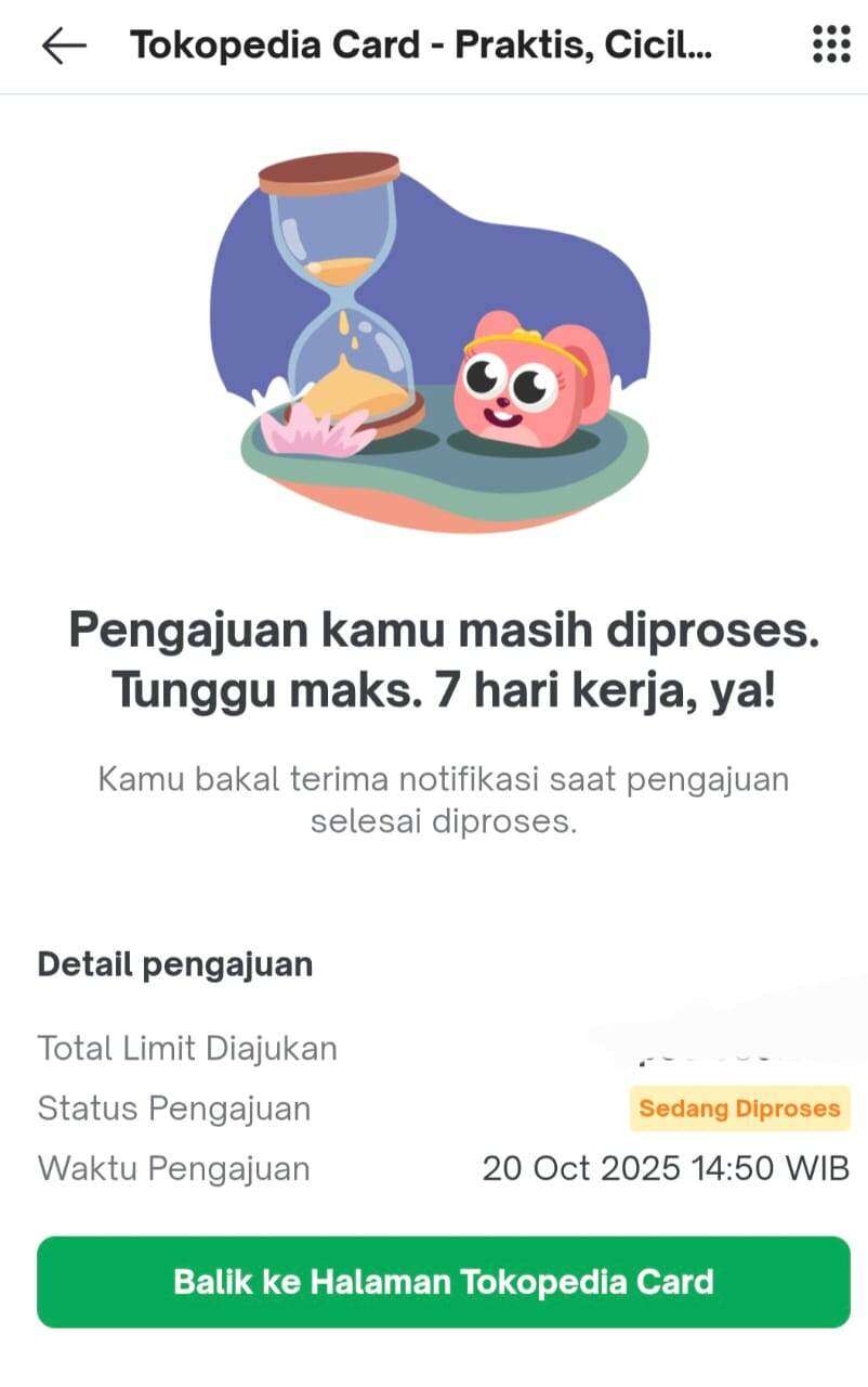 Ketidakjelasan Proses Naik Limit Kartu Kredit BRI Tokopedia Card