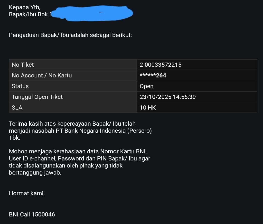 Setor Tunai Rp4,9 Juta di Mesin BNI Gagal, Dana Rp3 Juta Belum Kembali