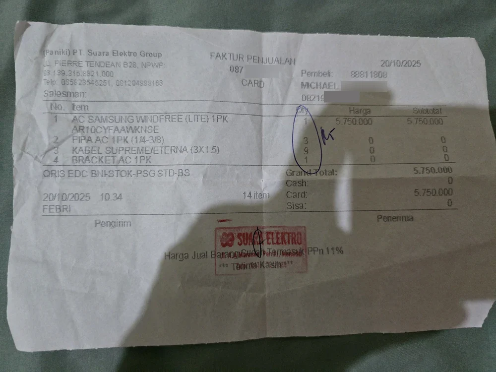 Kualitas AC Samsung WindFree Sangat Jelek, Baru Pasang Sudah Banyak Masalah