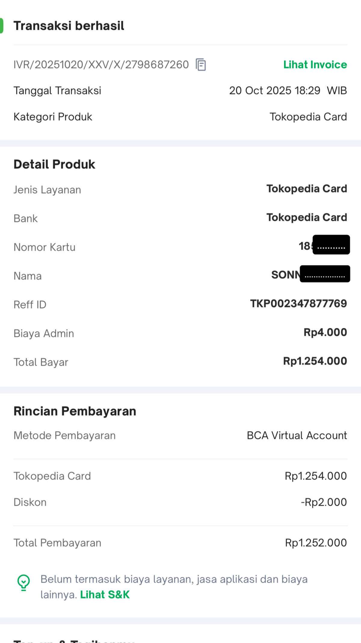 Pembayaran Kartu Kredit Tokopedia Card Berhasil tapi Limit Tidak Naik