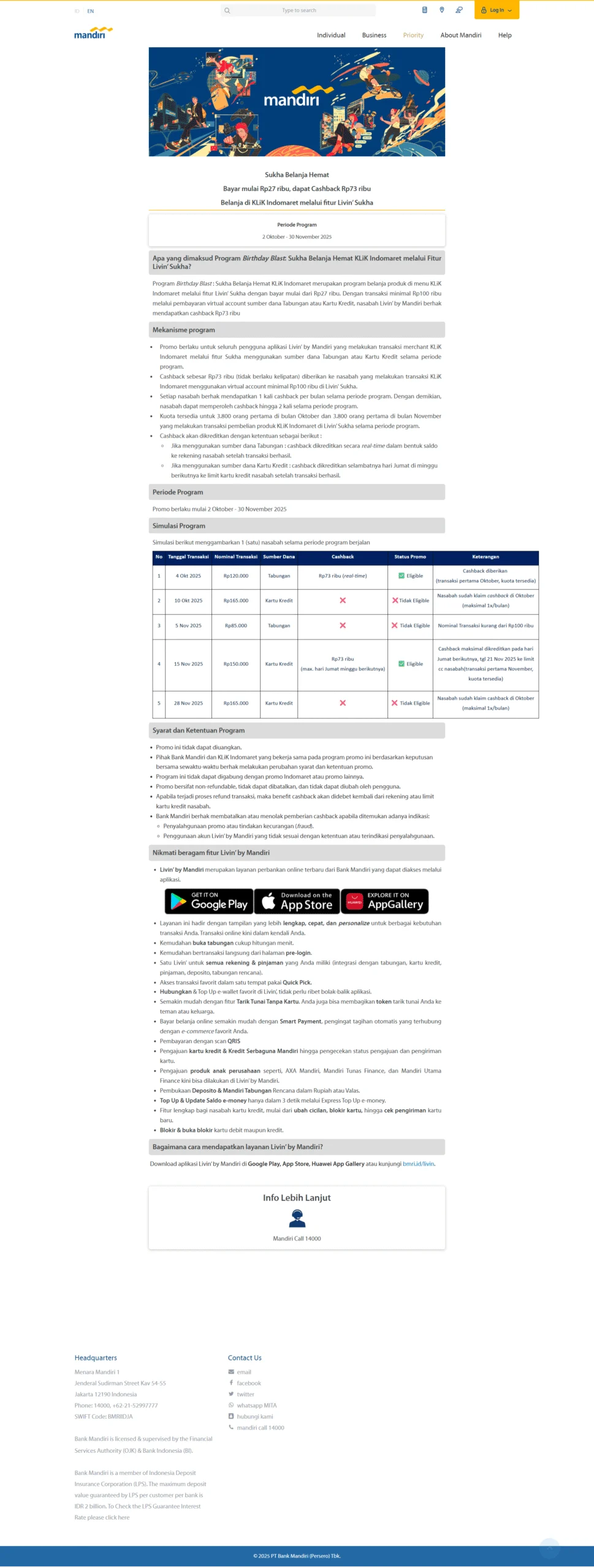 Lagi-Lagi, Cashback Instan Promo Sukha Everyday dari Bank Mandiri Tidak Masuk, Padahal Sudah Memenuhi Semua Ketentuan (Part II)