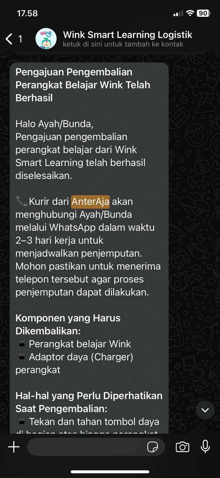 Penjemputan Produk Trial Wink Smart Learning Tidak Kunjung Datang