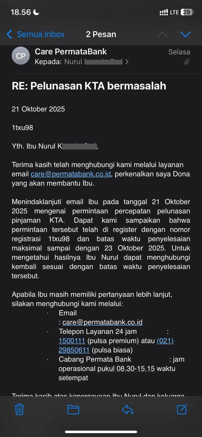 Bank Permata Menghambat Niat Nasabah untuk Pelunasan KTA Dipercepat