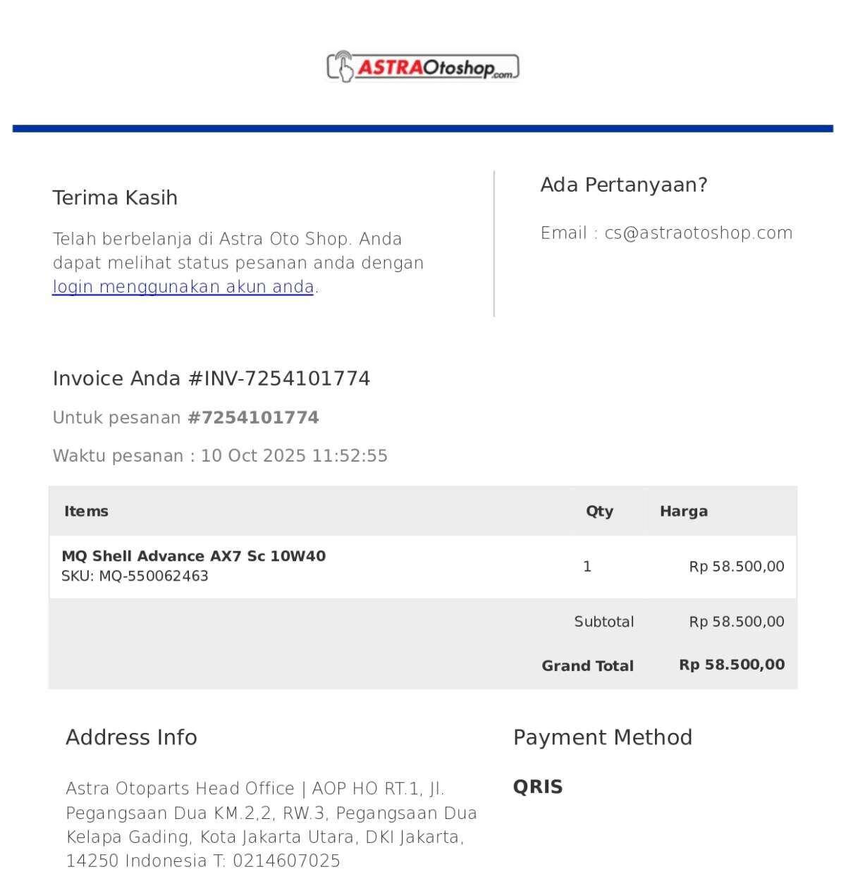 Astraotoshop Tidak Bertanggung Jawab atas Penjualan Voucher Oli