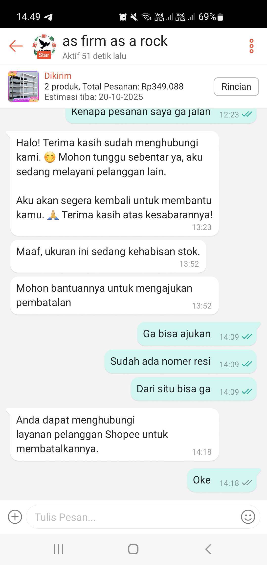 Pesanan Shopee Tidak Kunjung Dikirim Sejak 10 Oktober, Seller Bilang Stok Kosong tapi Shopee Minta Tunggu