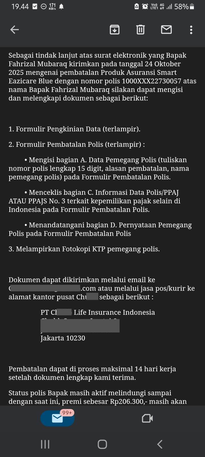 Didaftarkan ke Asuransi Chuxxx Secara Sepihak