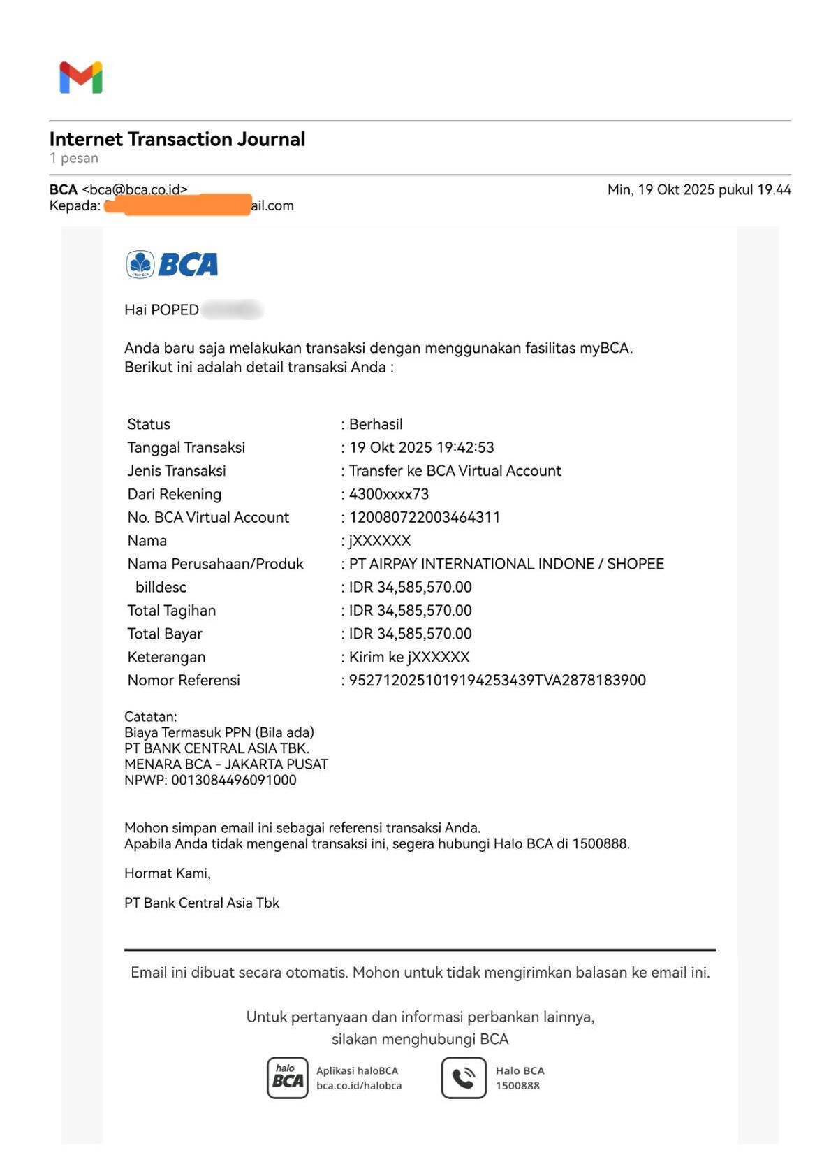Rekening BCA Dibobol Tanpa Ada yang Telepon, SMS, ataupun WA kepada Saya