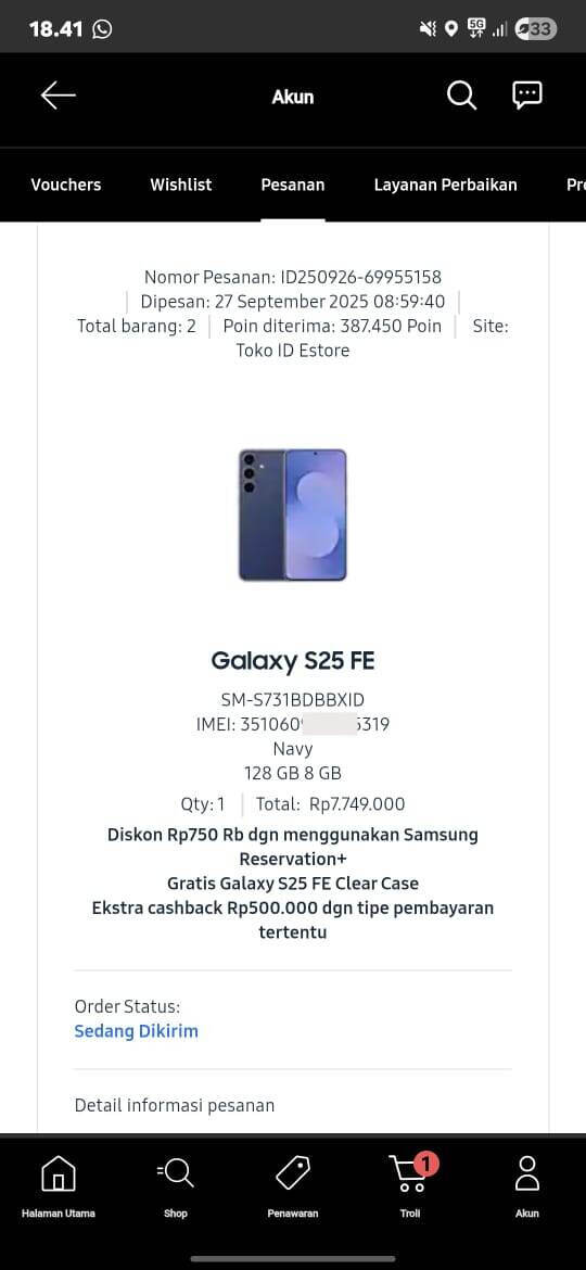 Status Pengiriman Samsung Belum Berubah, Klaim Poin Tidak Dapat Diproses