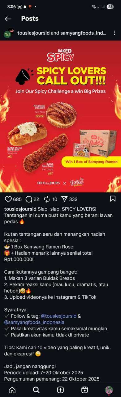Dugaan Kecurangan dalam Kontes Spicy Challenge Tous Les Jours
