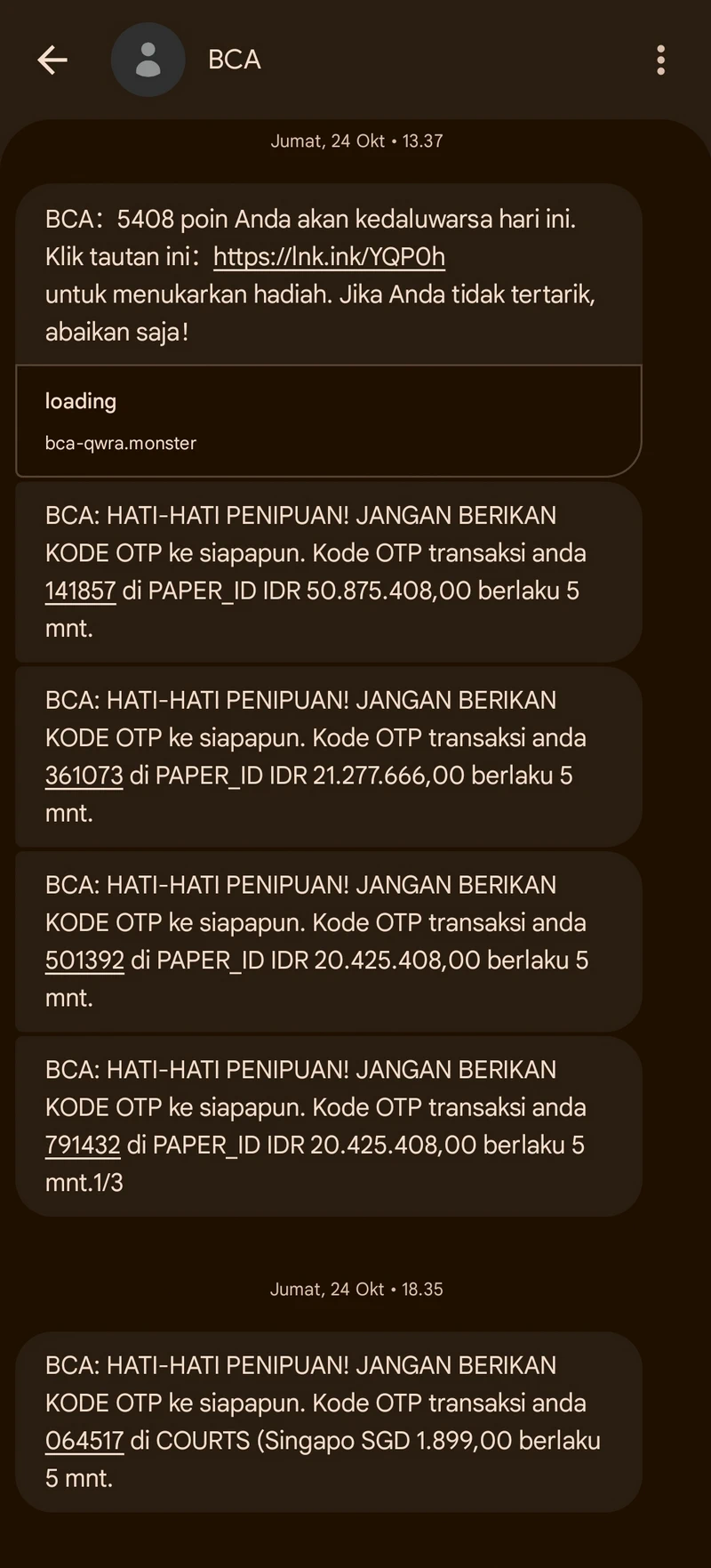 Korban Phishing SMS Poin Hadiah BCA, Transaksi Rp21 Juta Tak Bisa Dibatalkan