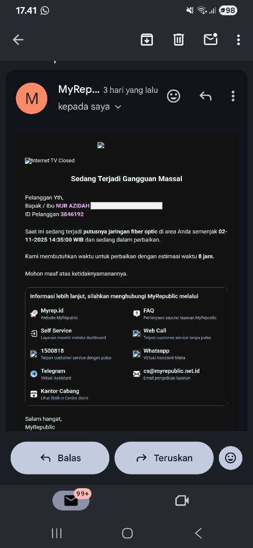 Gangguan MyRepublic Bikin Frustrasi: Tiga Rumah Diperbaiki, Rumah Saya Tidak!