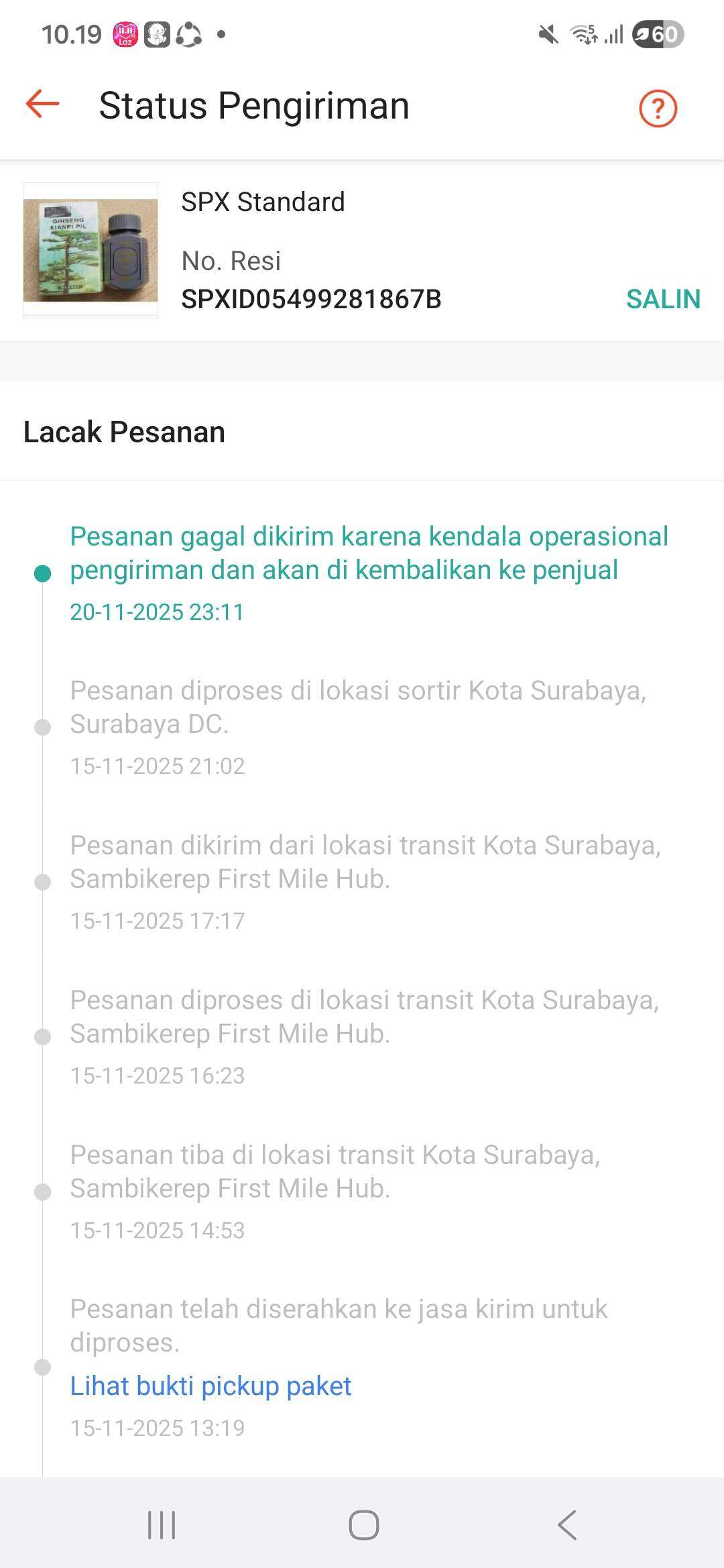 Paket Shopee Stuck di DC Surabaya, Pengembalian ke Penjual Sampai Sebulan?