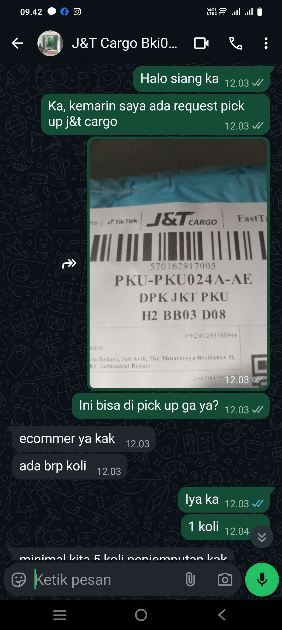 Request Pick Up pada TikTok Shop, J&T Cargo Tidak Mau Pick Up