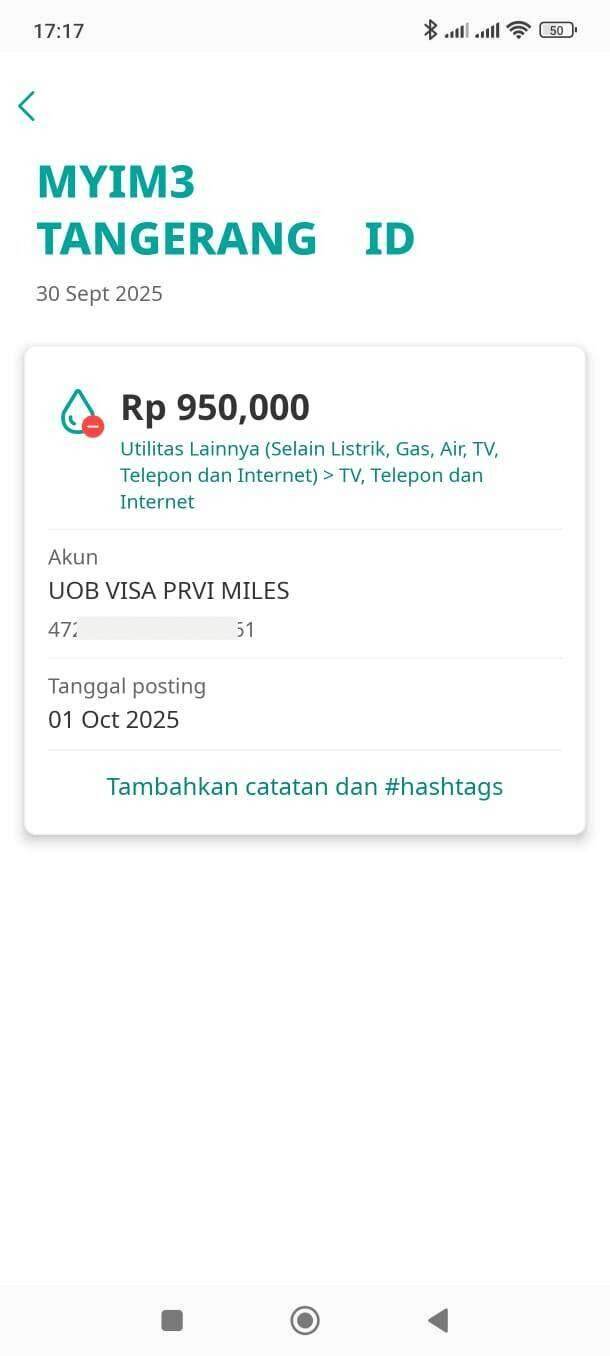 Masalah Perpanjangan Kontrak IM3 Platinum Menggunakan Kartu Kredit UOB