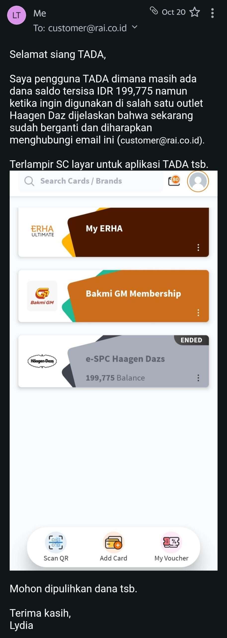 Saldo Membership Haagen Dazs Tak Berlaku Lagi, Tanpa Ada Pemberitahuan dan Pengembalian Dana