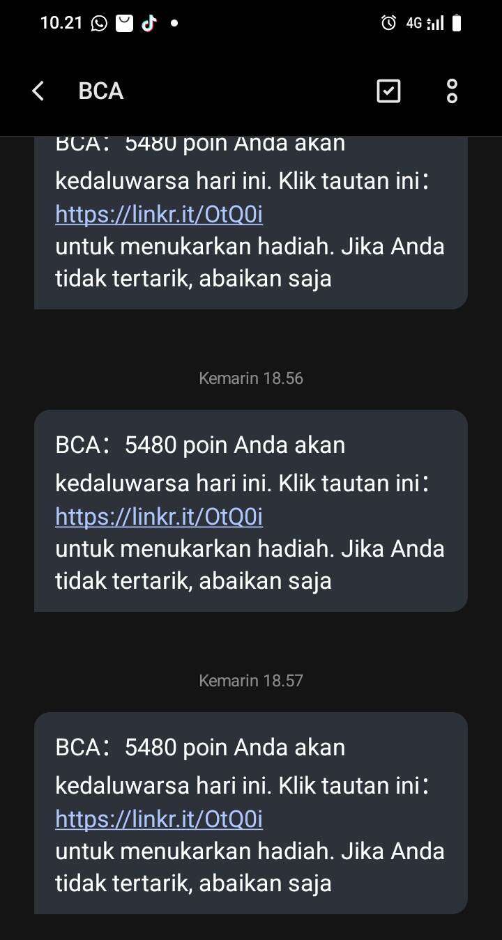 Modus Penipuan SMS Poin BCA Menawarkan Hadiah Gratis, Berujung Permintaan Data Kartu Kredit