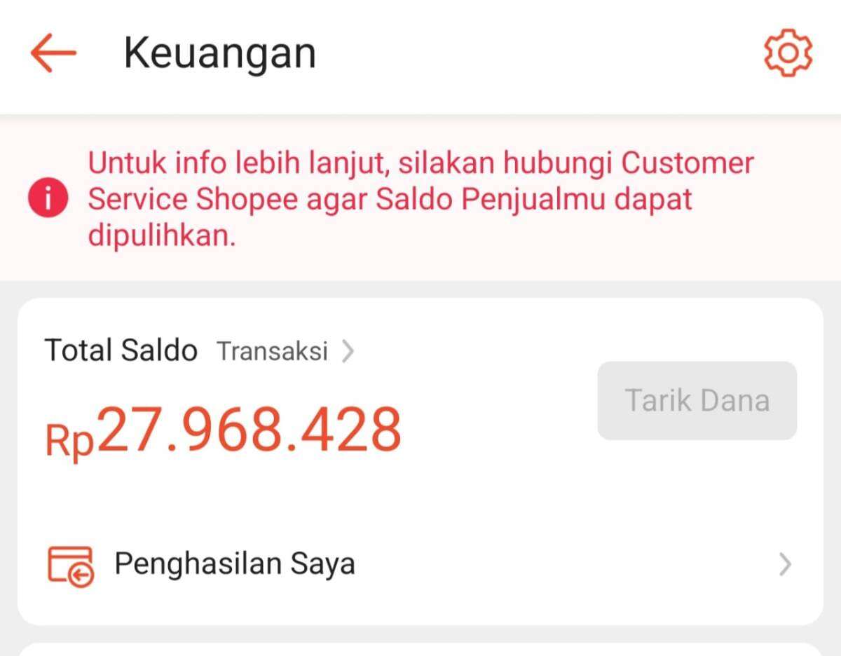 Apakah Shopee Lagi BU? Saldo Seller 27 Juta Rupiah Ditahan, Butuh Berapa Seller untuk Capai Rp25 M?