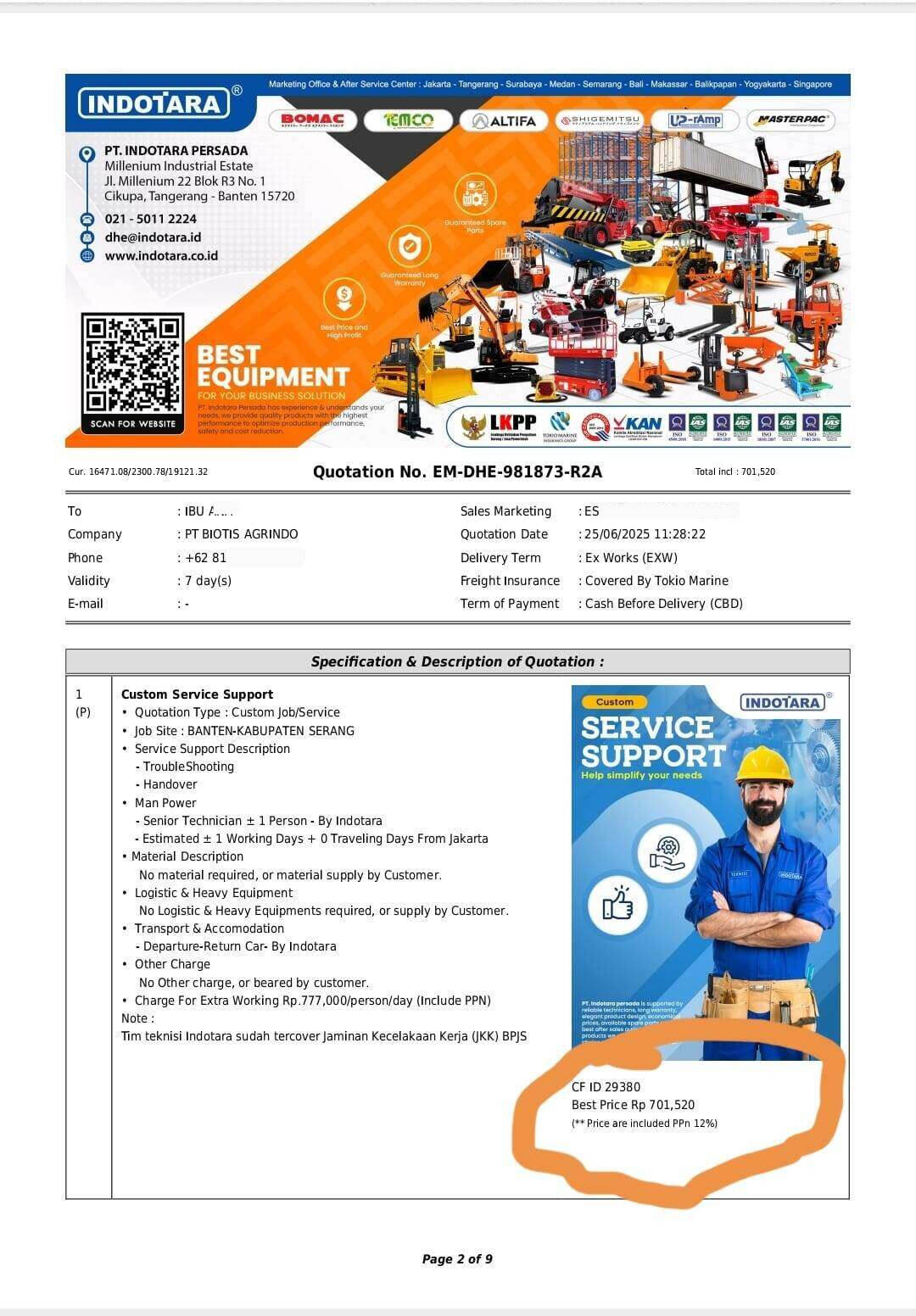 Layanan Purna Jual Indotara Mengecewakan