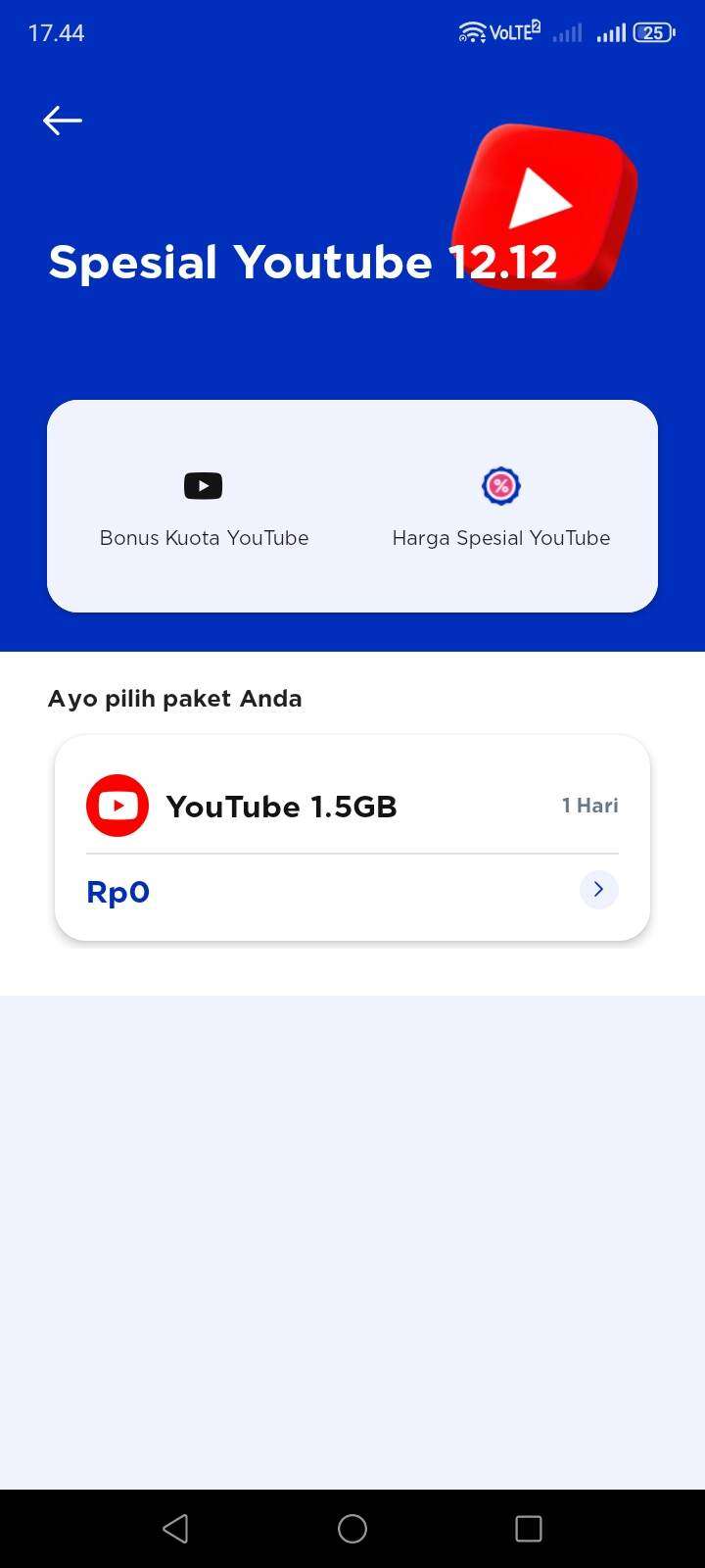 Tidak Bisa Klaim Bonus YouTube 1,5GB XL