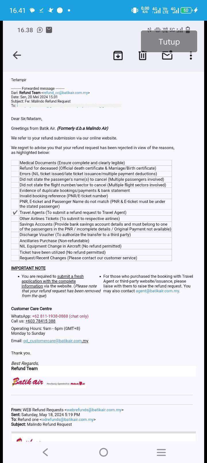 Refund Hanya Rp820 Ribu dari Tiket Rp20 Juta, Tidak Sesuai Janji Easy Reschedule Traveloka