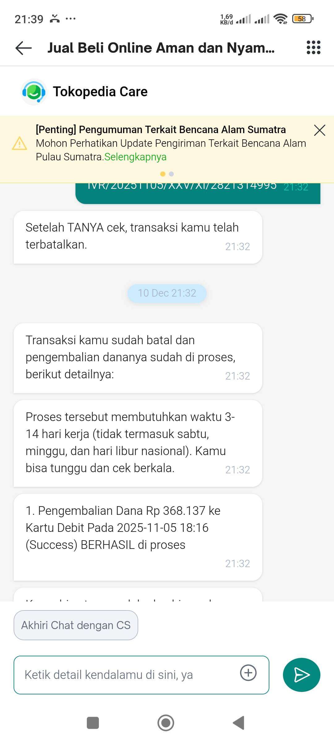 Surat Terbuka untuk Tokopedia, Bayar Tagihan Listrik Namun Transaksi Dibatalkan, Uang Tidak Dikembalikan